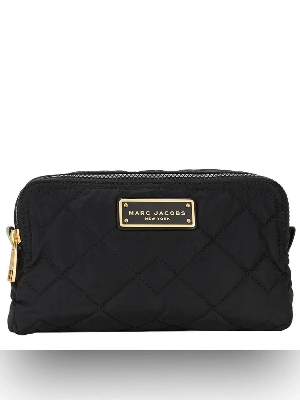 NWT Marc Jacobs Quilted Nylon Double Zip Cosmetic Pouch with Gold hardware